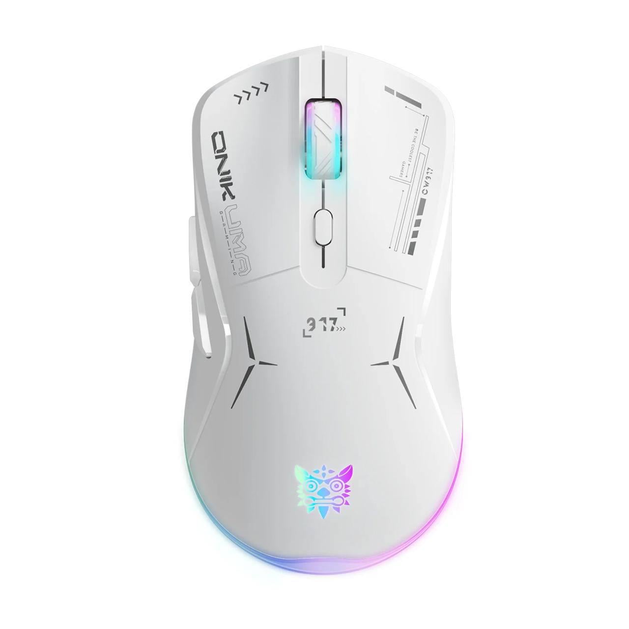 Мышка беспроводная геймерская Onikuma CW-917 Max RGB Bluetooth/2.4GHz с аккумулятором Белый (78437577)