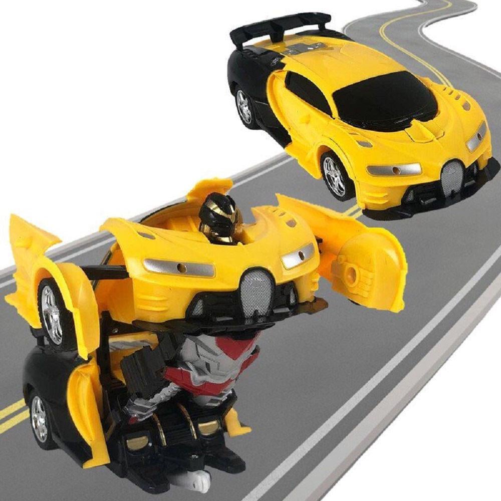 Машинка на радиоуправлении трансформер Bugatti Robot Car Size 1:18 Желтый/Черный - фото 3