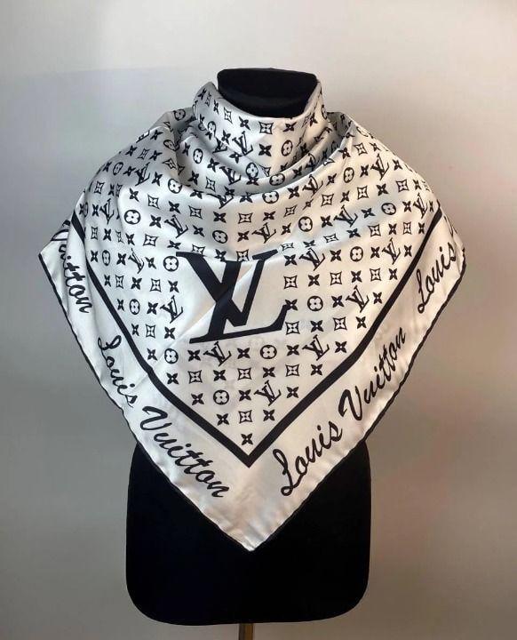 Платок женский атласный Louis Vuitton Белый (ХустM245)