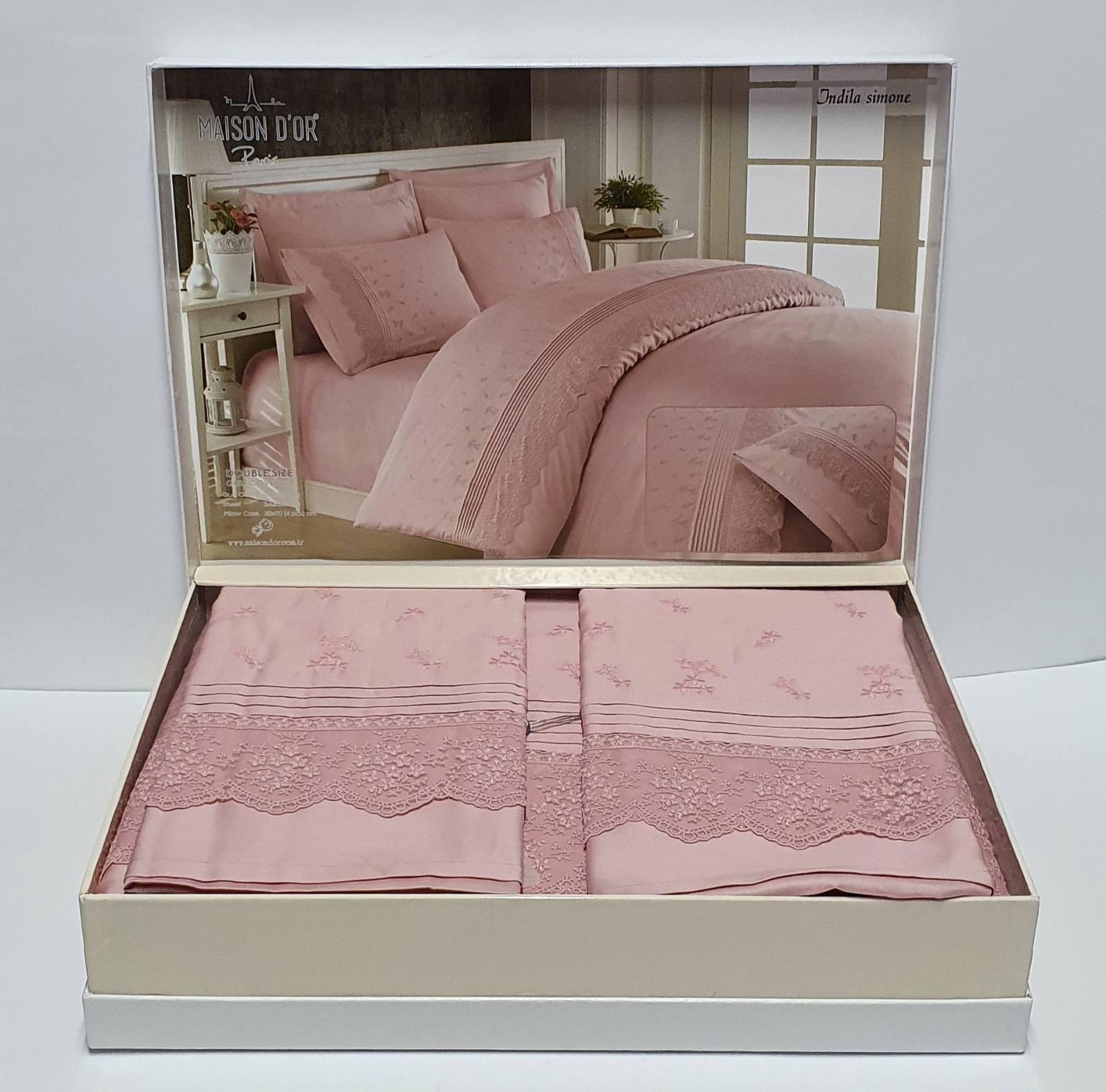 Комплект постельного белья Maison D'or R J.Simone с кружевом 200х220 Rose (CN6146)