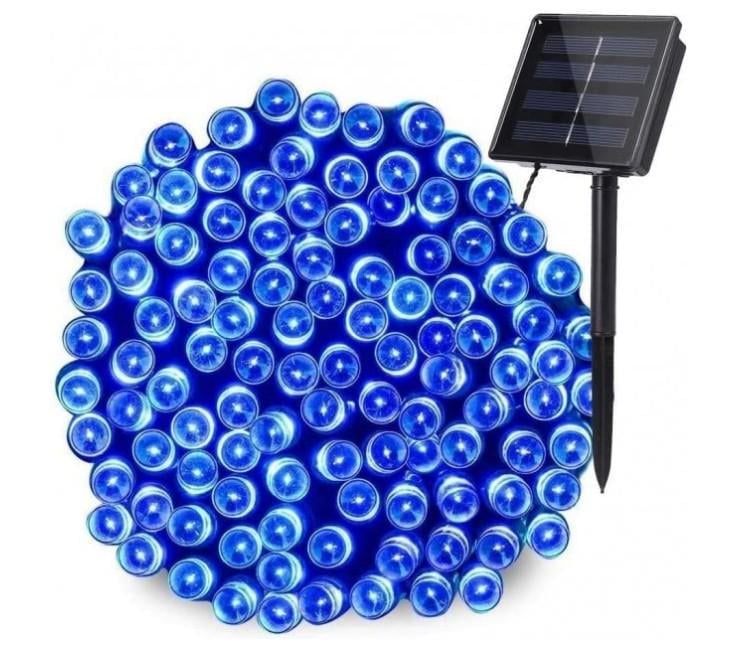 Уличная гирлянда нить на солнечной батарее 100 LED 10 м Синий (1201-02)