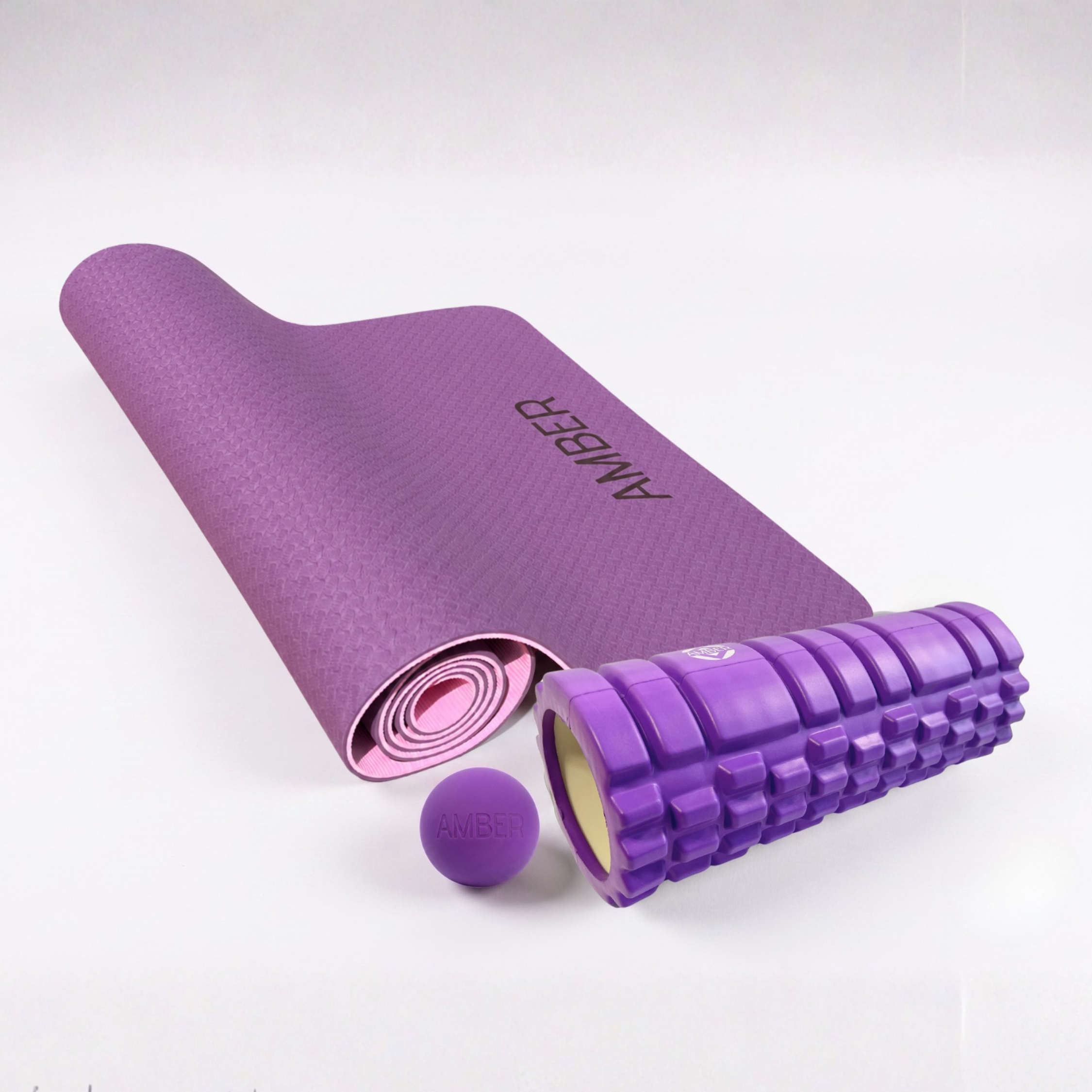 Набор для йоги Amber Flex Roll 3в1 Фиолетовый (set-FR3v) Набор для йоги Amber Flex Roll 3в1 Фиолетовый (set-FR3v)