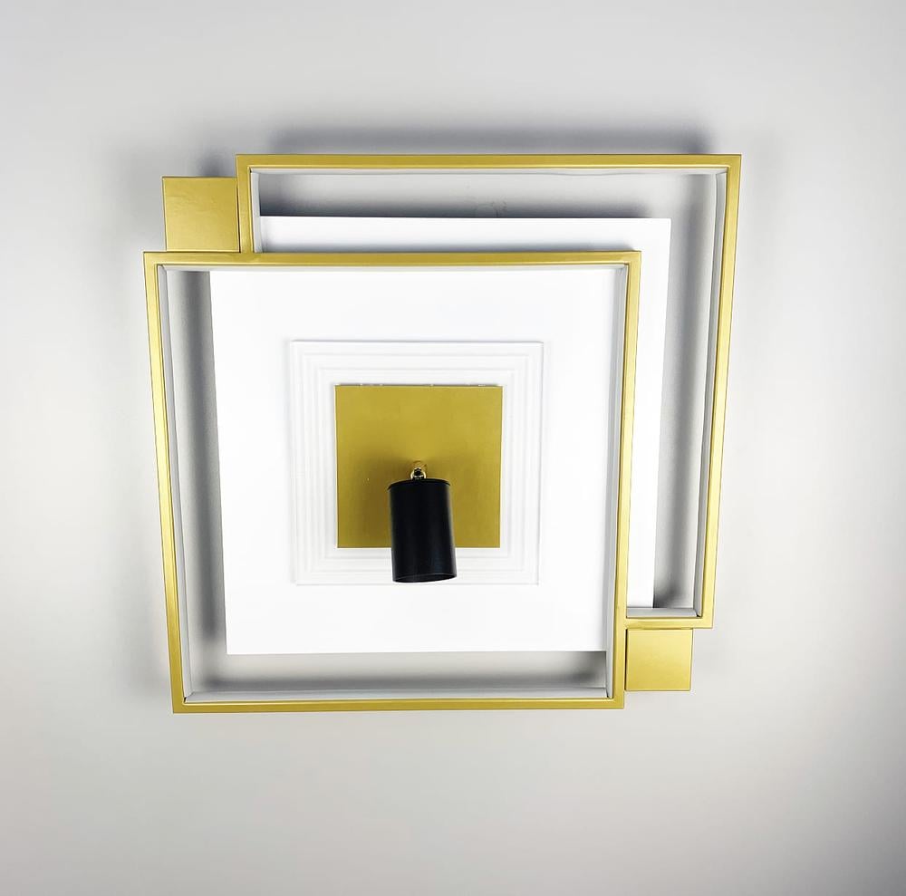 Люстра потолочная Light House LNF-17458 80W GD+WT со спотом цоколь GU10 квадратной формы Бело-золотой