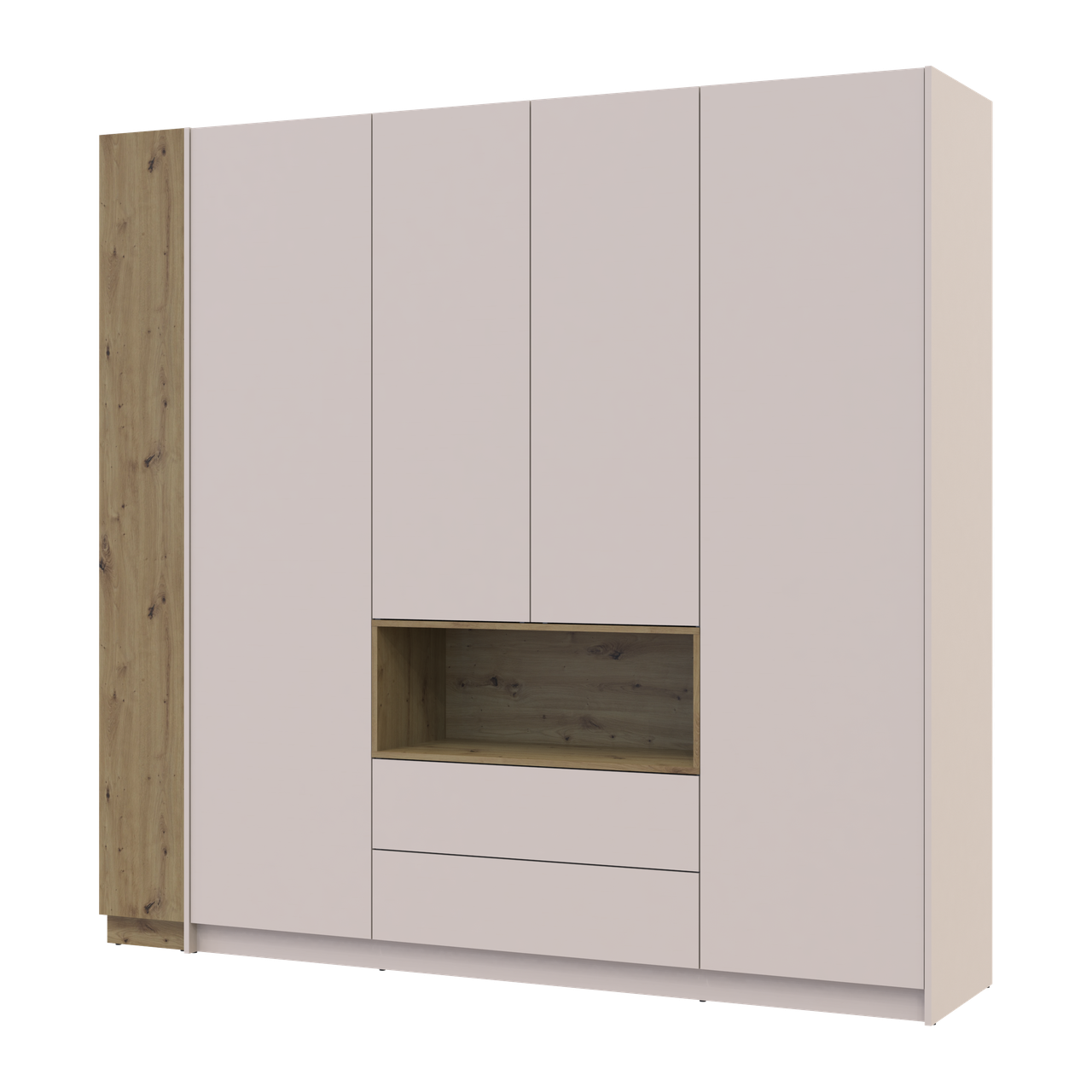 Шафа для одягу з нішею та етажеркою Doros Дейл 4 ДСП 234х52х220 см Кашемір/Дуб Артізан (42005159)