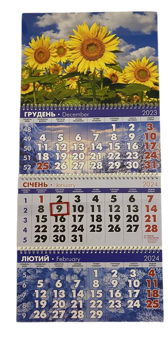 Календарь квартальный на 2024 год на 3 пружинах Подсолнухи (0118603)