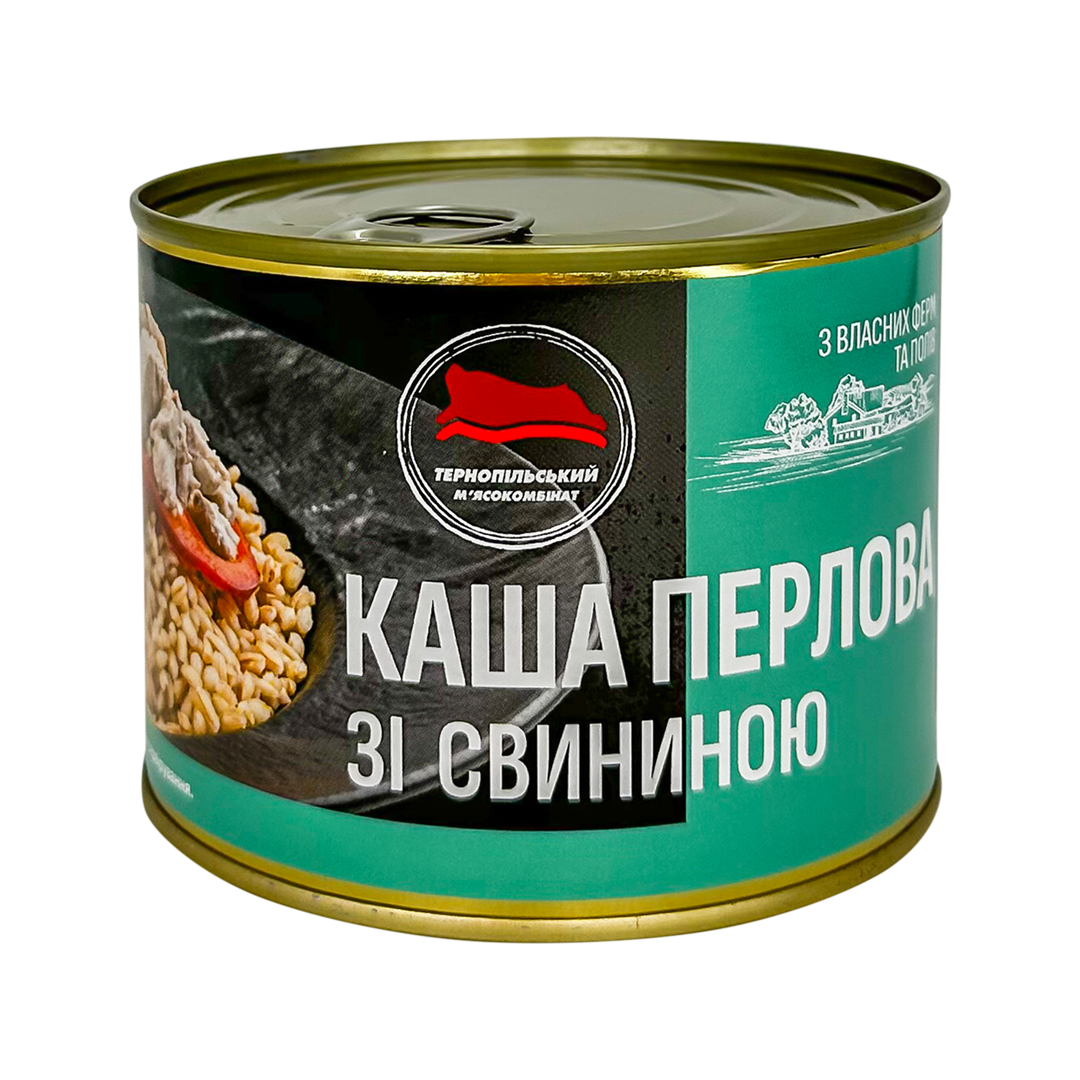 М'ясна консерва Тернопільський м'ясокомбінат "Каша перлова зі свининою" 525 г (23915047)