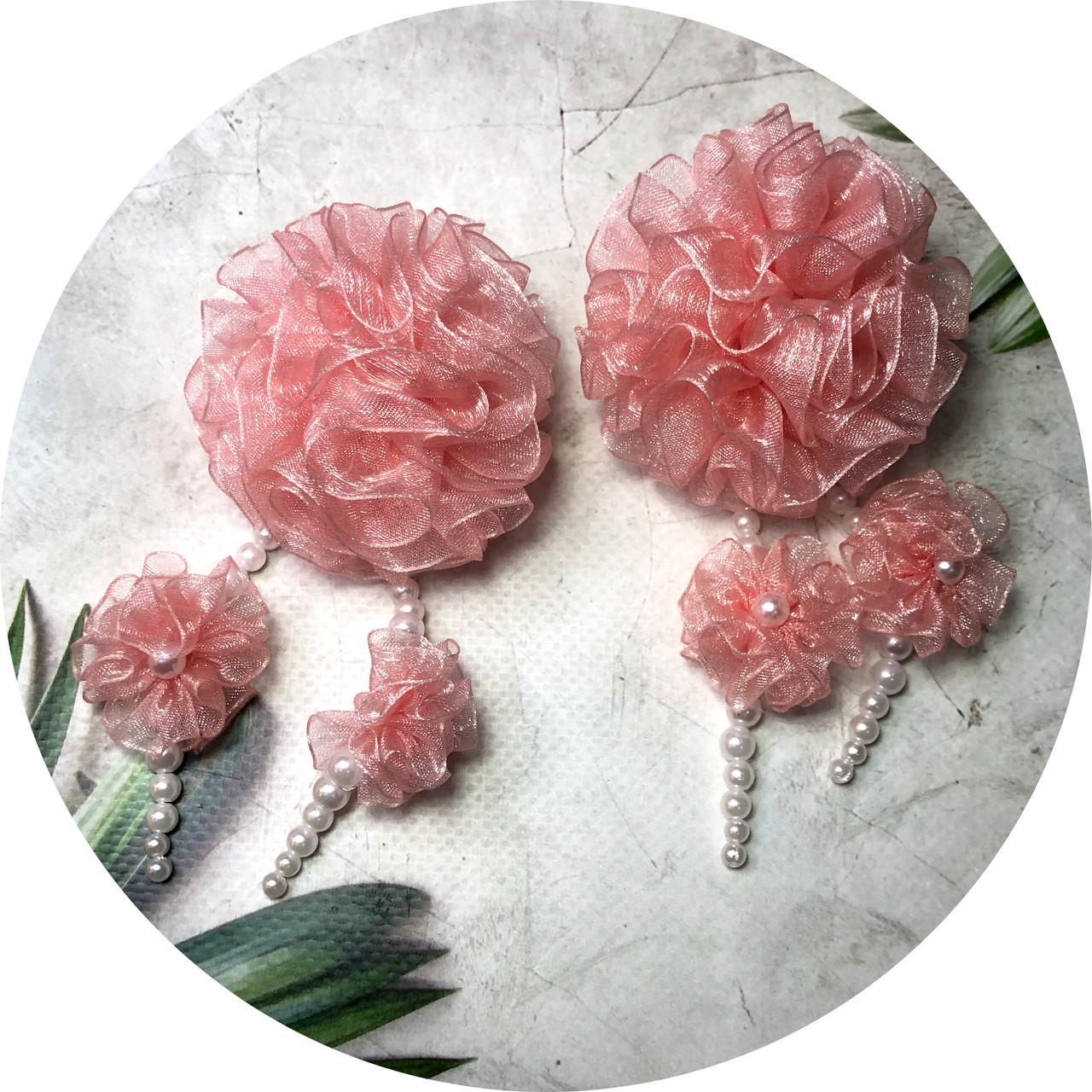 Бантики детские на шпильке 6х7 см 2 шт. Теплый розовый (11383)