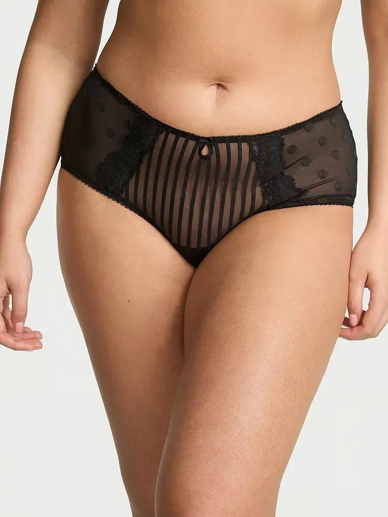 Трусики чики Victoria's Secret Lacie Sheer Heritage Cheeky Panty L Черный (27119285)