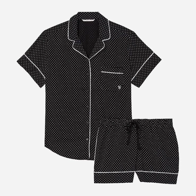 Піжама жіноча Victoria's Secret Cotton Short Pajama Set бавовняна S Чорний в білий горошок (17586846) - фото 3