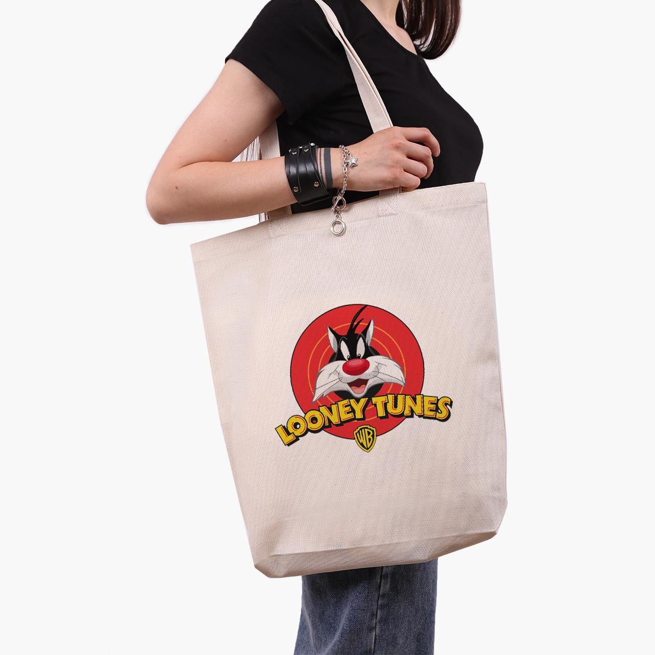 Эко сумка шоппер Sylvester the Cat Looney Tunes 41x39x8 см Бежевый (9227-2877-WTD)