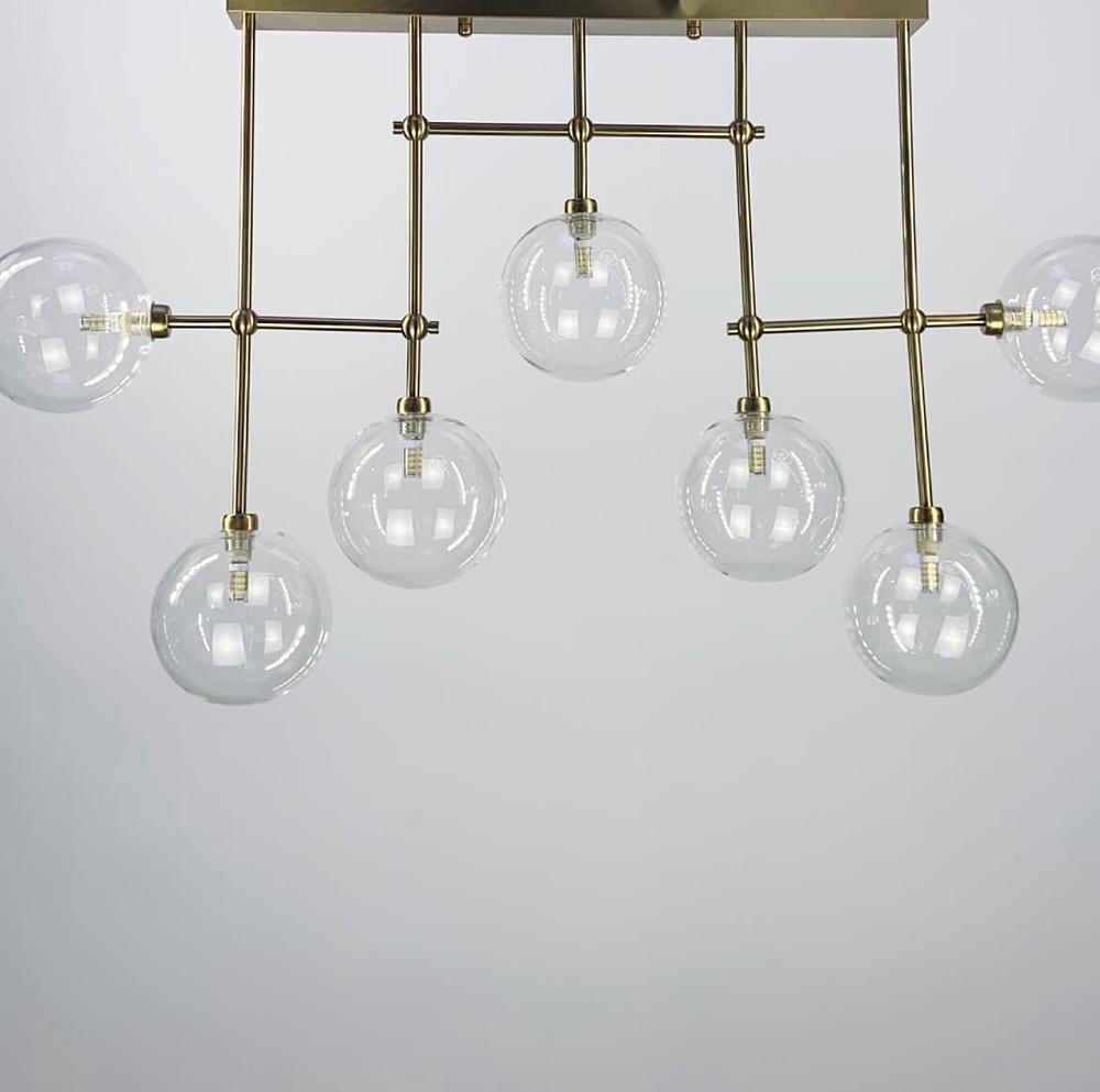 Люстра удлиненная с прозрачными плафонами Латунь (835/7 AB)