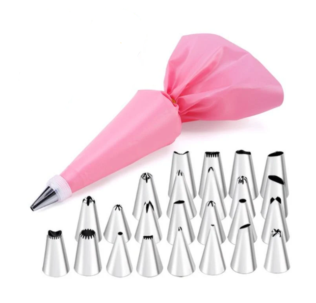 Мішок кондитерський з насадками 18478 26 пр. Рожевий (5003903) Мішок кондитерський з насадками 18478 26 пр. Рожевий (5003903)