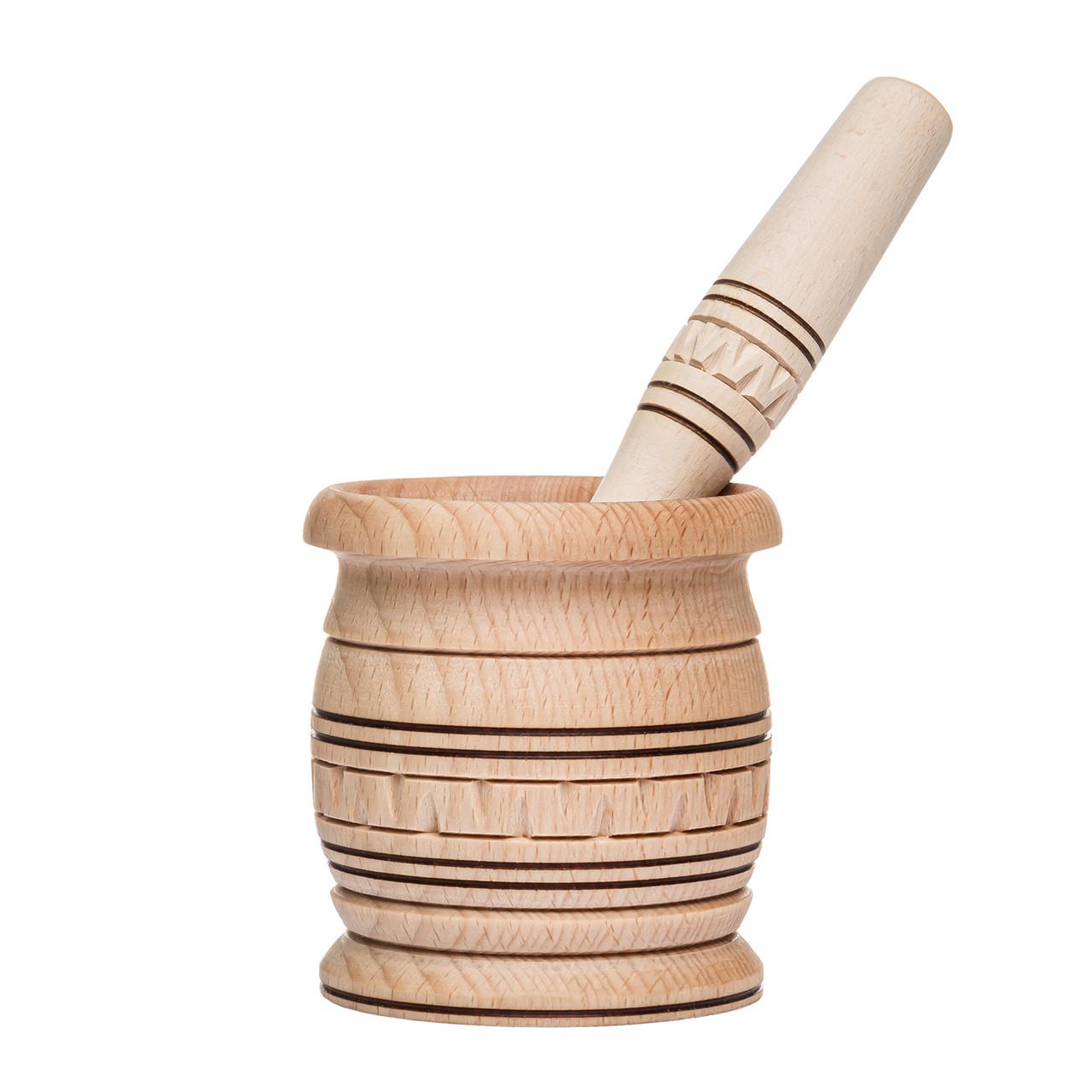 Ступка с пестиком деревянная с резьбой 8,5х9,5 см (1759620173) - фото 2 Ступка с пестиком деревянная с резьбой 8,5х9,5 см (1759620173) - фото 2