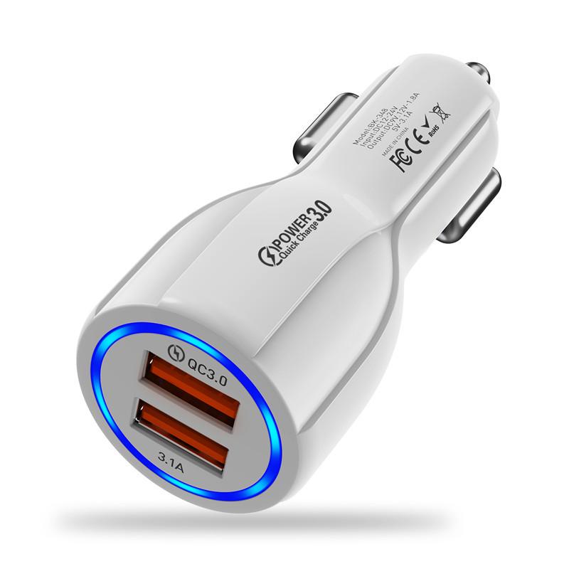 Зарядное устройство для автомобиля Alitek LED Ring BK-348 USB 2 Port QC 3,0 + 3,1A White Зарядное устройство для автомобиля Alitek LED Ring BK-348 USB 2 Port QC 3,0 + 3,1A White