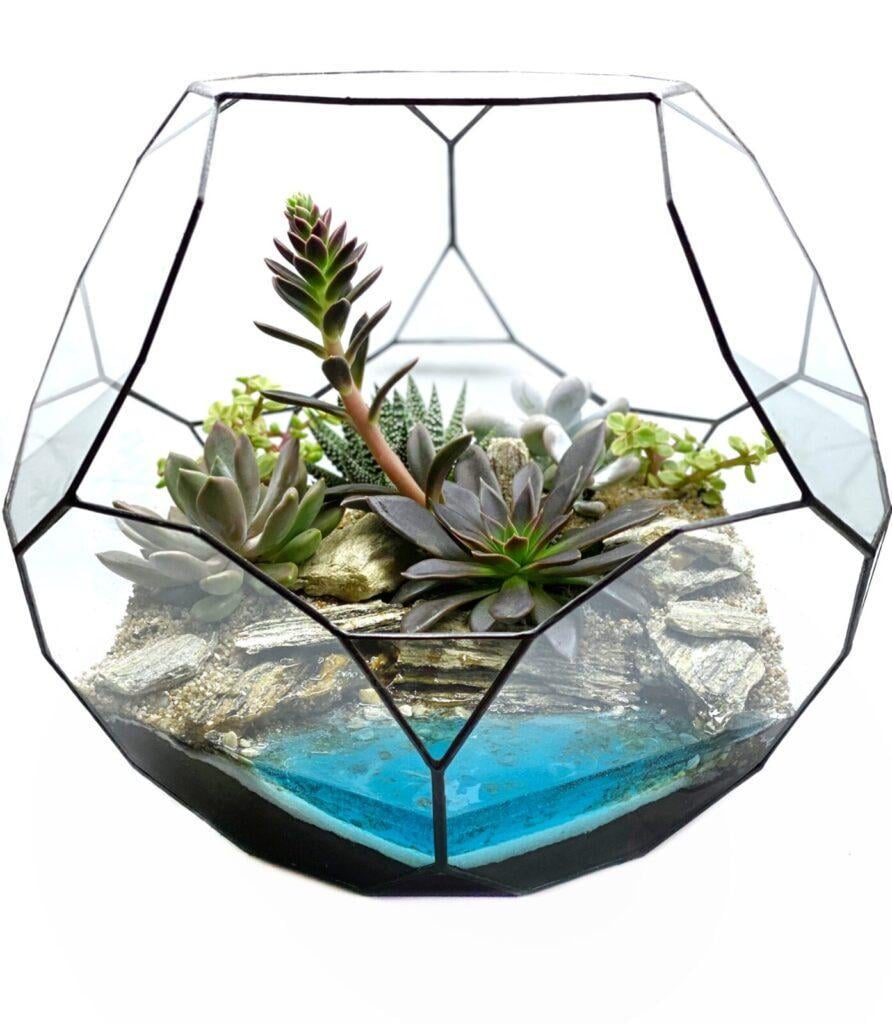 Флорариум с суккулентами в сфере Грация 35х31 см