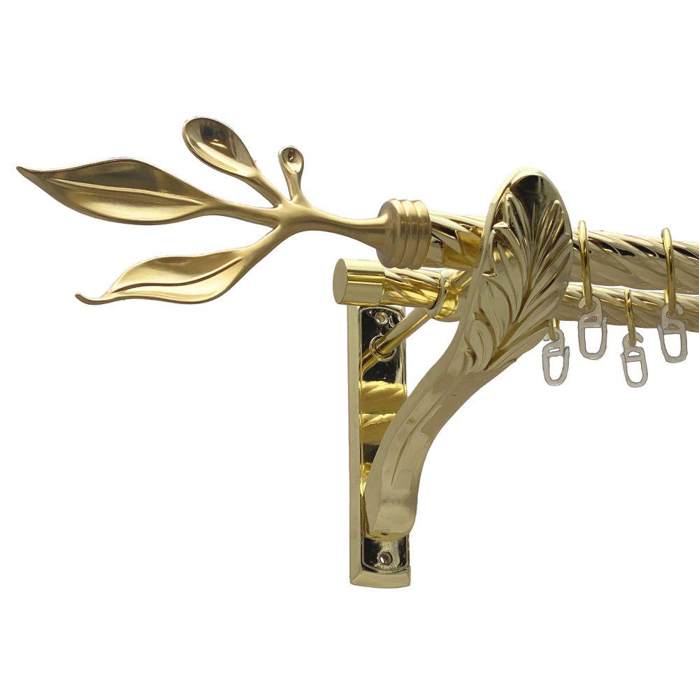 Карниз Orvit Баваро металевий дворядний ретро скручена труба кільце металеве 25/19 мм 240 см Золото (00-00010885)