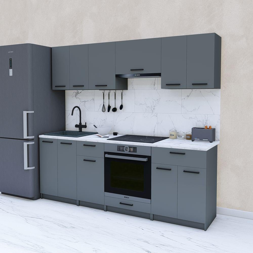 Кухня модульная готовая 2,2 м 220 см Графит (МП35б)