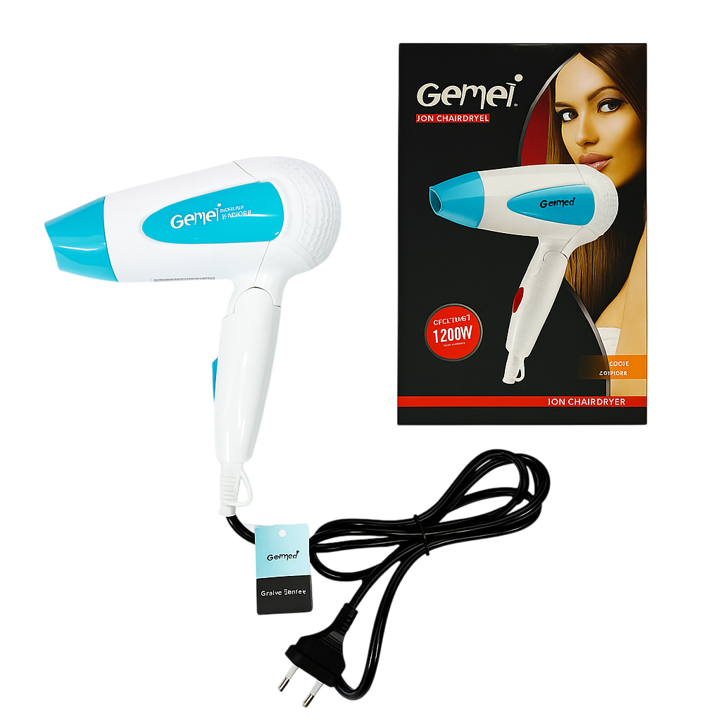 Фен дорожный Gemei GM-1756 1200 Вт складной с концентратором Голубой (ML-05272) Фен дорожный Gemei GM-1756 1200 Вт складной с концентратором Голубой (ML-05272)