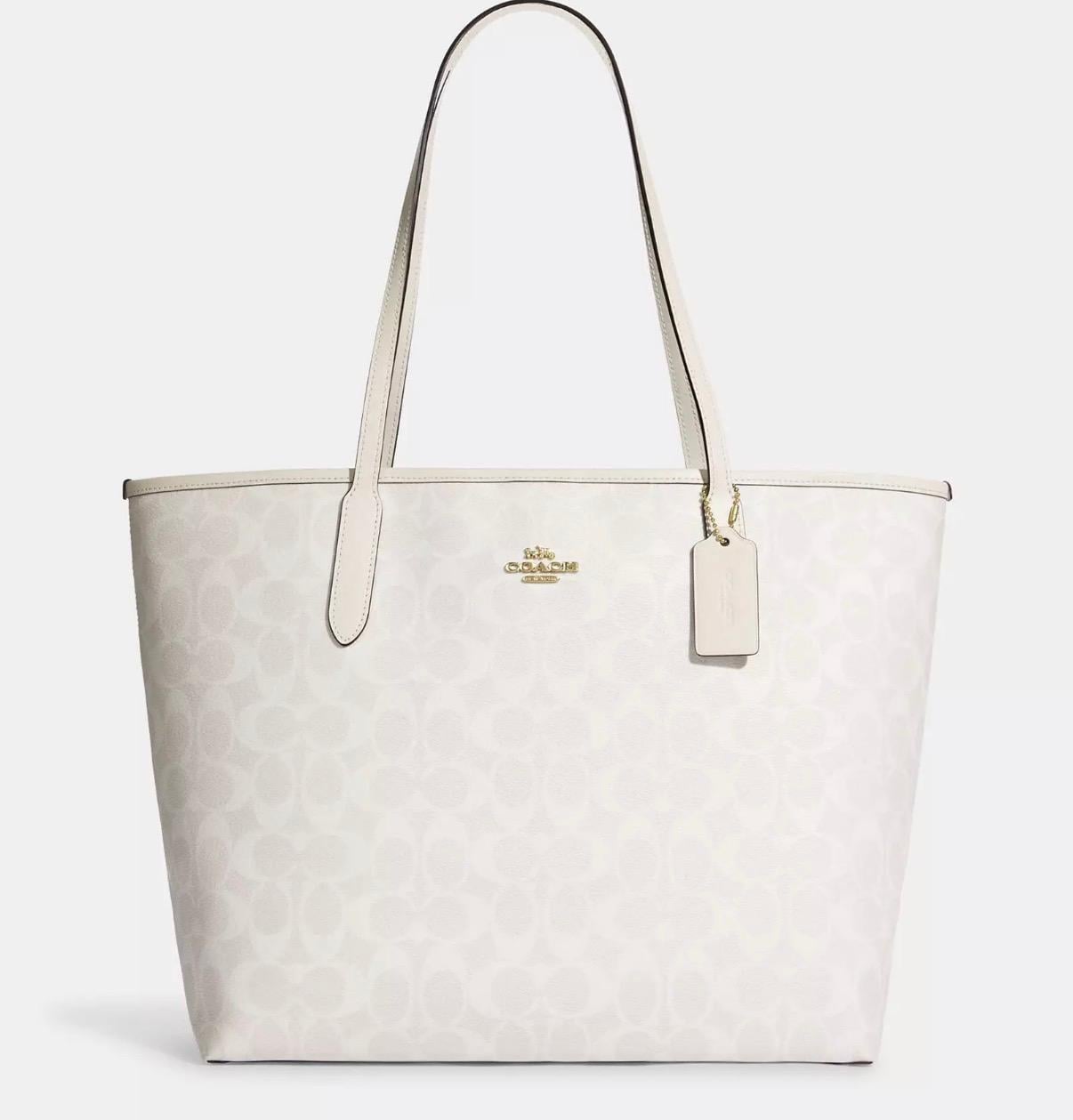 Сумка женская Coach City Tote Bag In Signature Canvas Im/Chalk/Glacierwhite 5696 (2881900553)