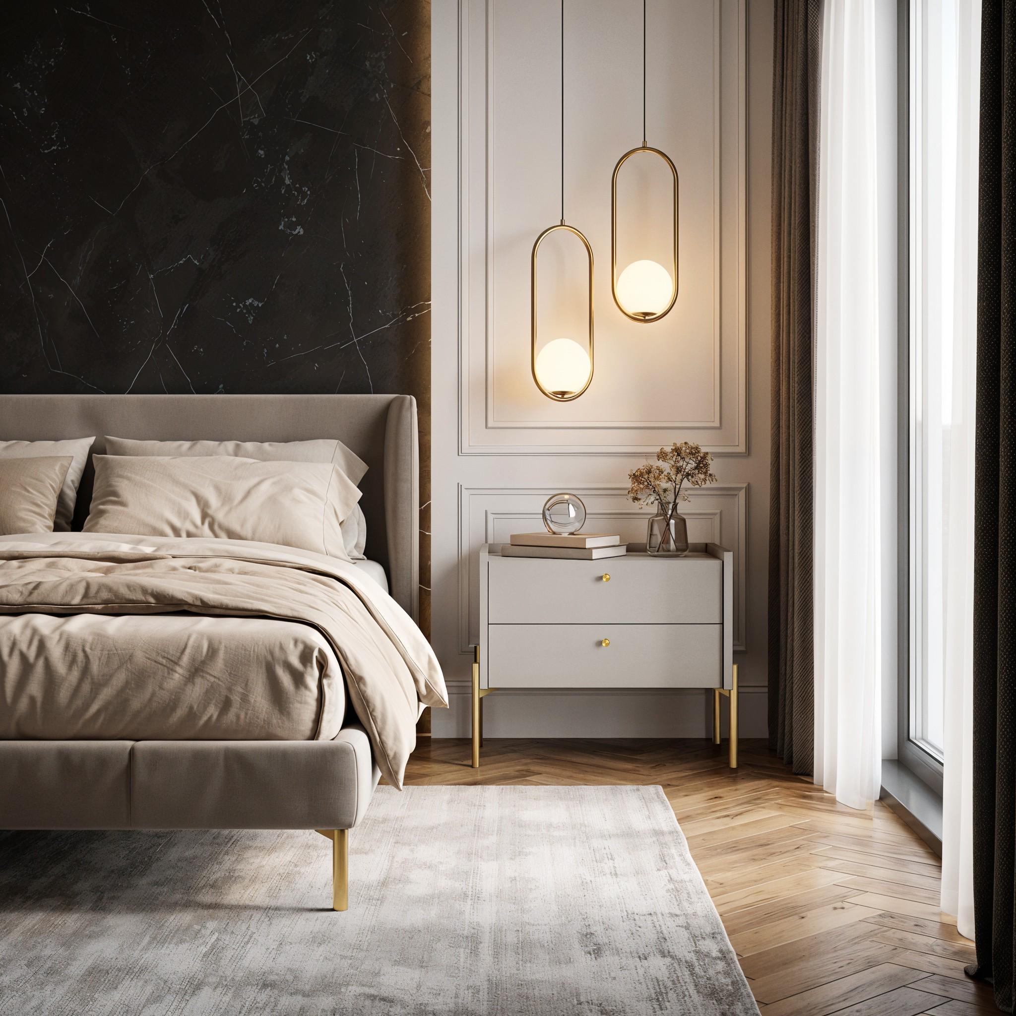 Прикроватная тумба с двумя ящиками Вуд 500x400x440 мм Кашемир/Золотой