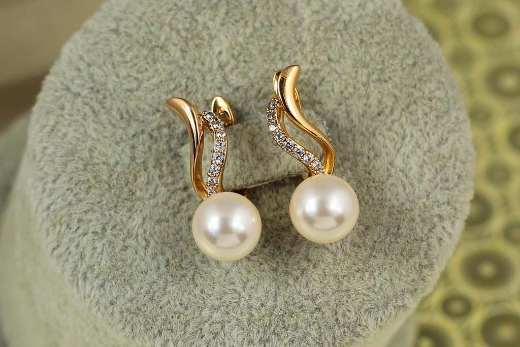 Серьги Xuping Jewelry Дыхание с жемчужиной 2,1 см Золотистое (2357840091)