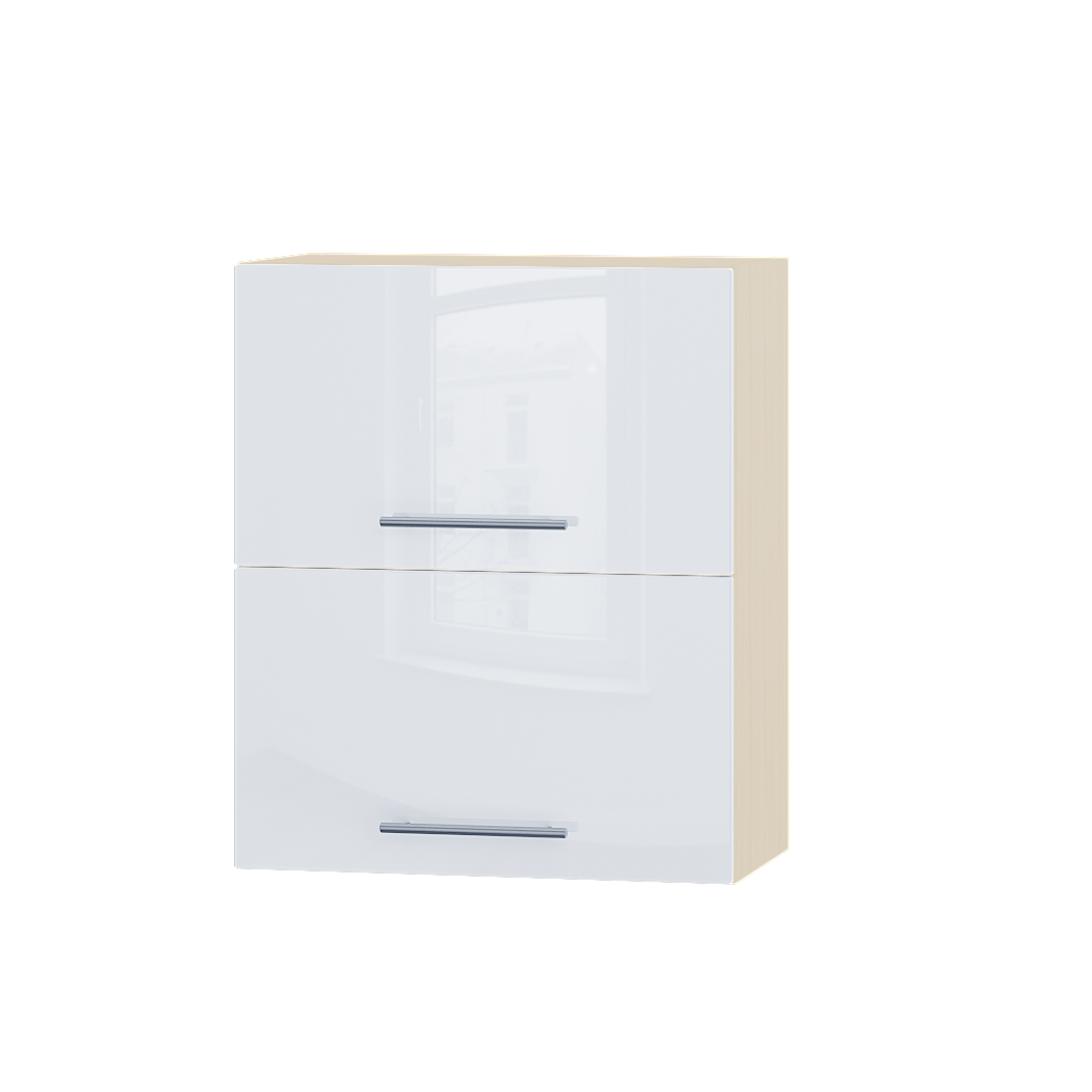 Шкаф верхний Эверест Акрил модуль Верх В14-600 60х30х72 см Белый глянец/Дуб Молочный (04476)