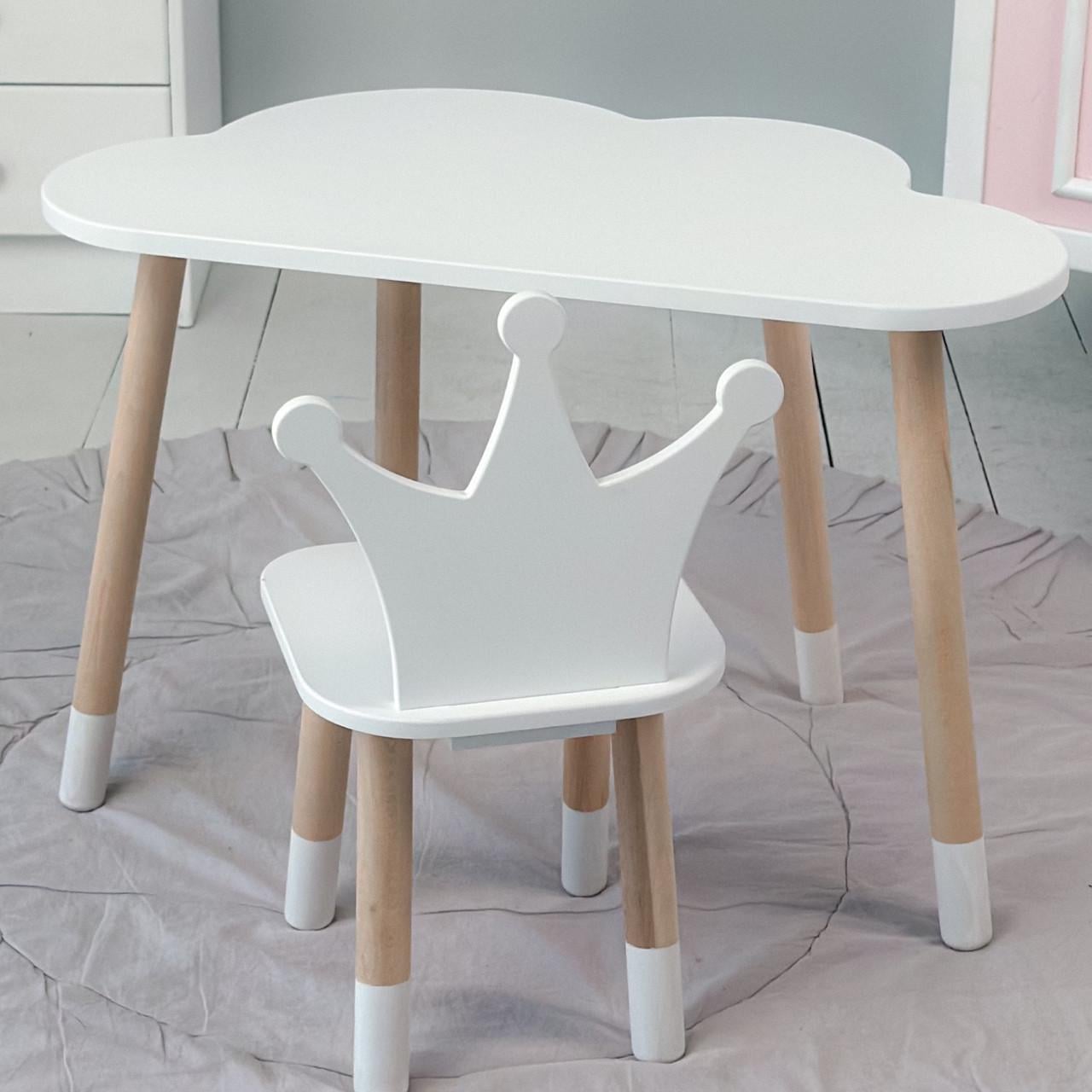 Стол облако и стульчик детский корона для занятий игр еды Белый