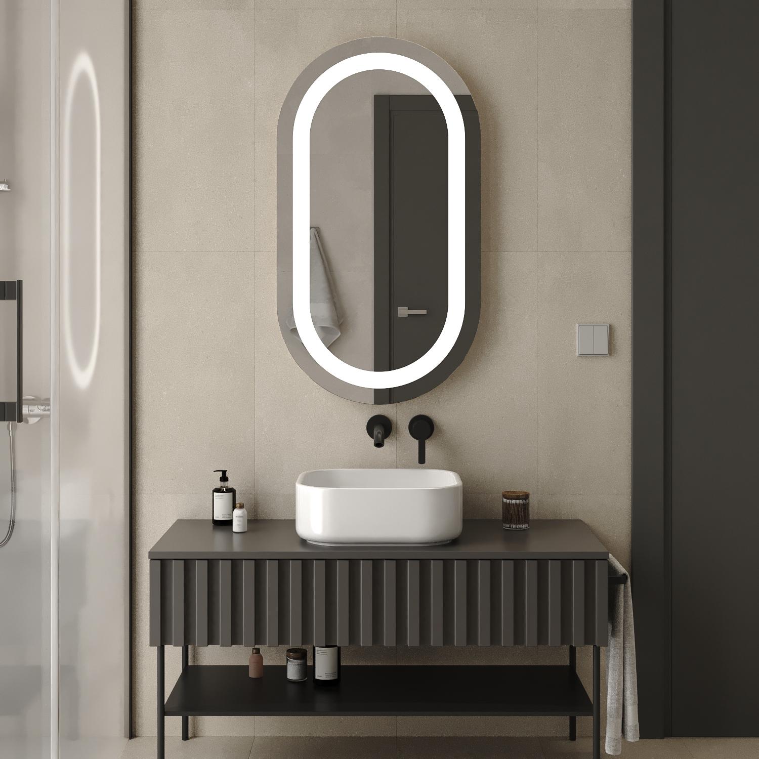 Зеркало с LED-подсветкой Лидс 800x500 мм и кнопочным управлением Зеркало с LED-подсветкой Лидс 800x500 мм и кнопочным управлением