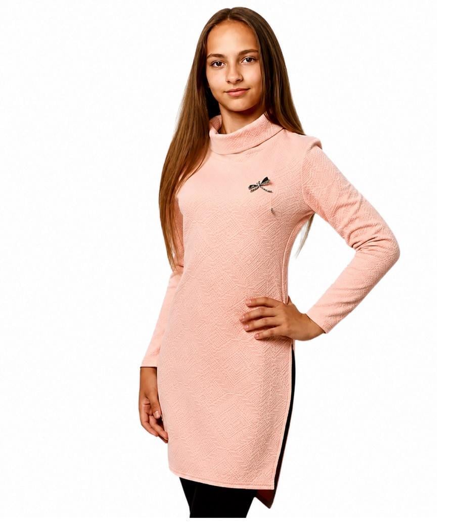 Платье-туника для девочки с длинным рукавом Mevis 2144 146 см Персиковый (933701_146)