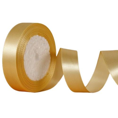 Стрічка для упаковки атласна 2 см 23 м Світле-золотий (14833)