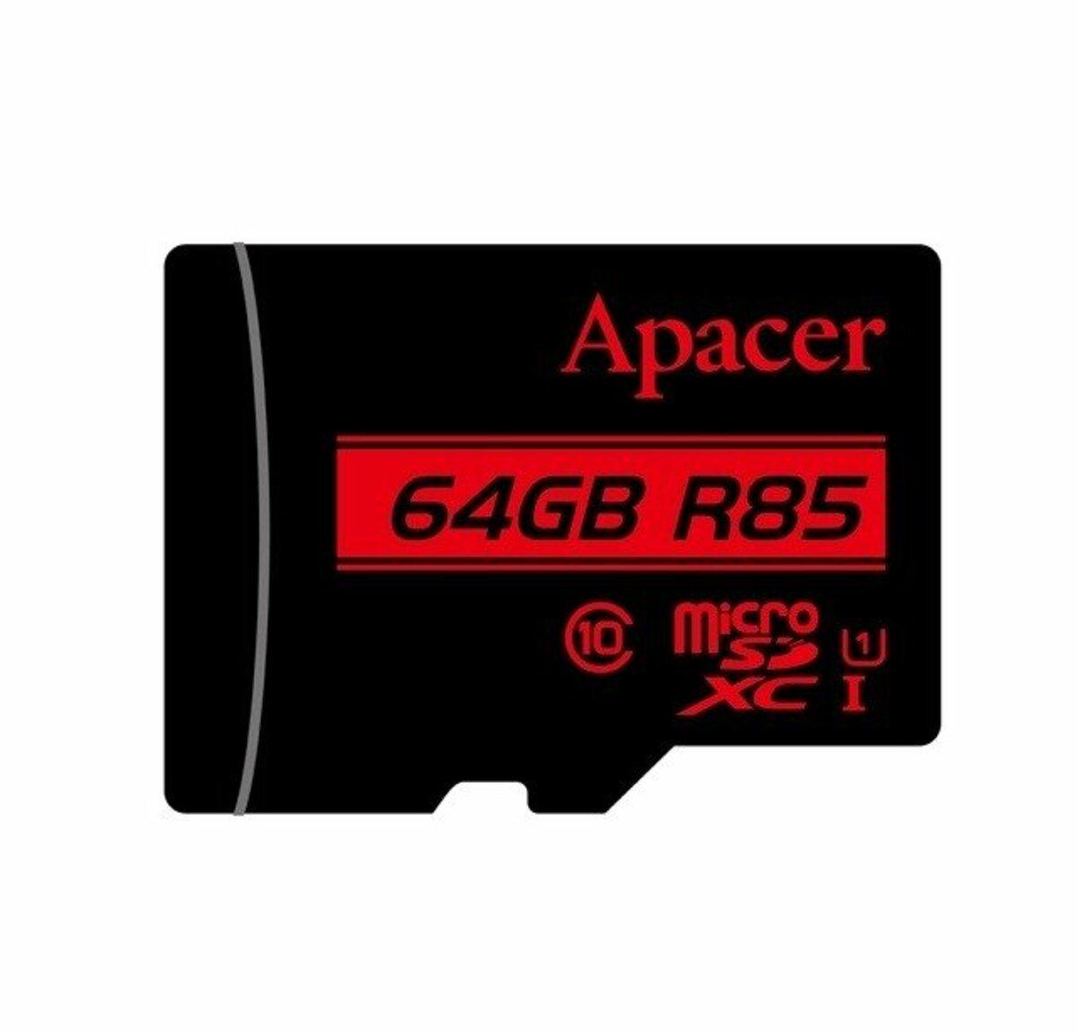 Карта пам'яті microSDXC Apacer 64 Gb class 10 R85 Mb/s (AP64GMCSX10U5-RA)