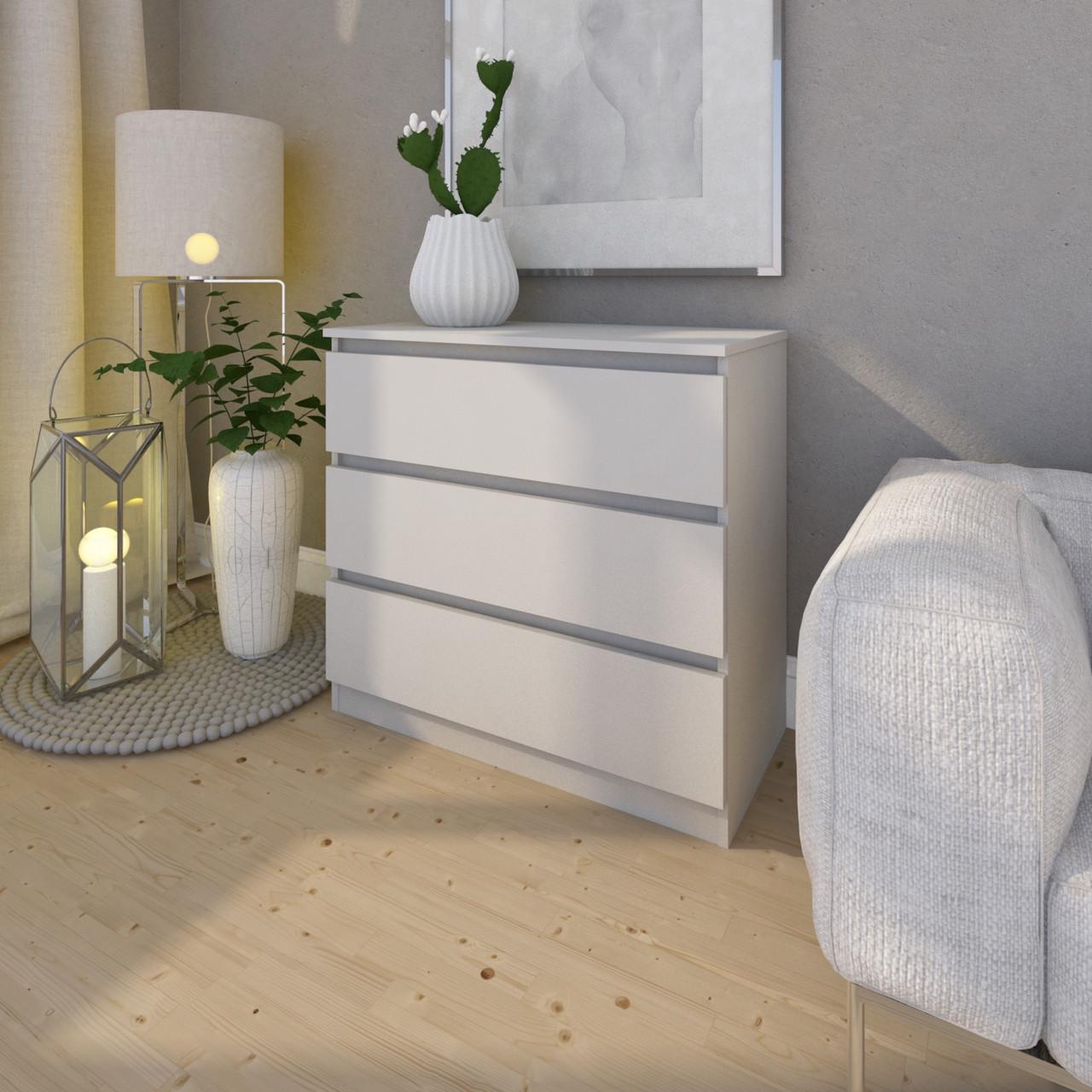 Комод MEBEX на 3 ящика 80х40х77,4 см Серый светлый (VM3B800LG) - фото 1 Комод MEBEX на 3 ящика 80х40х77,4 см Серый светлый (VM3B800LG) - фото 1