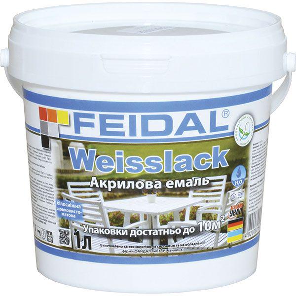 Лак акриловый Feidal Weisslack для внутренних и наружных работ база А шелковисто матовая 1 л Белый (1816689489)