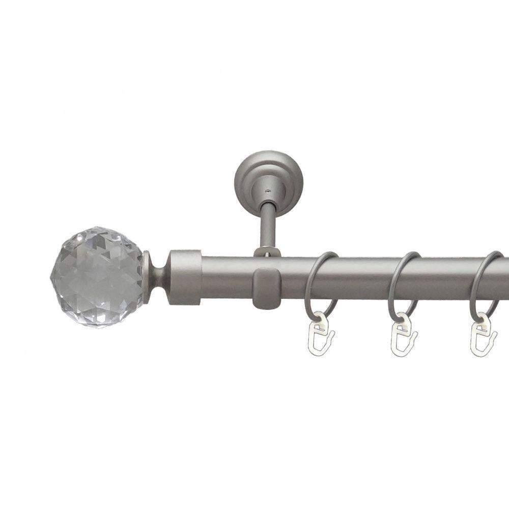 Карниз металлический Orvit Люмиера однорядный открытый/гладкая труба/кольцо металлическое Сатин 25 мм 240 см (6322037)