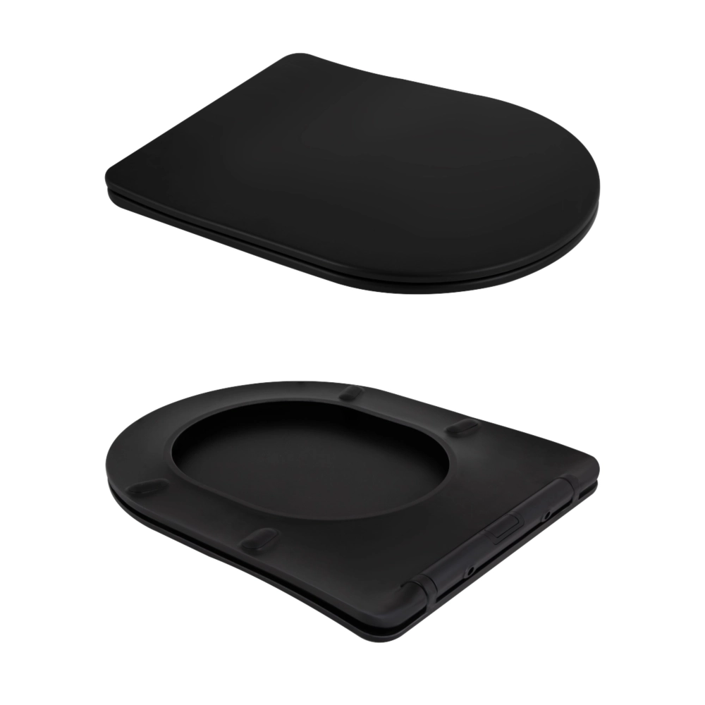 Унітаз підвісний 51 см безободковий округлий з сидінням Soft-close та системою змиву Tornado Qtap Scorpio Ultra Quite Чорний матовий (QT14332380AMB) - фото 4