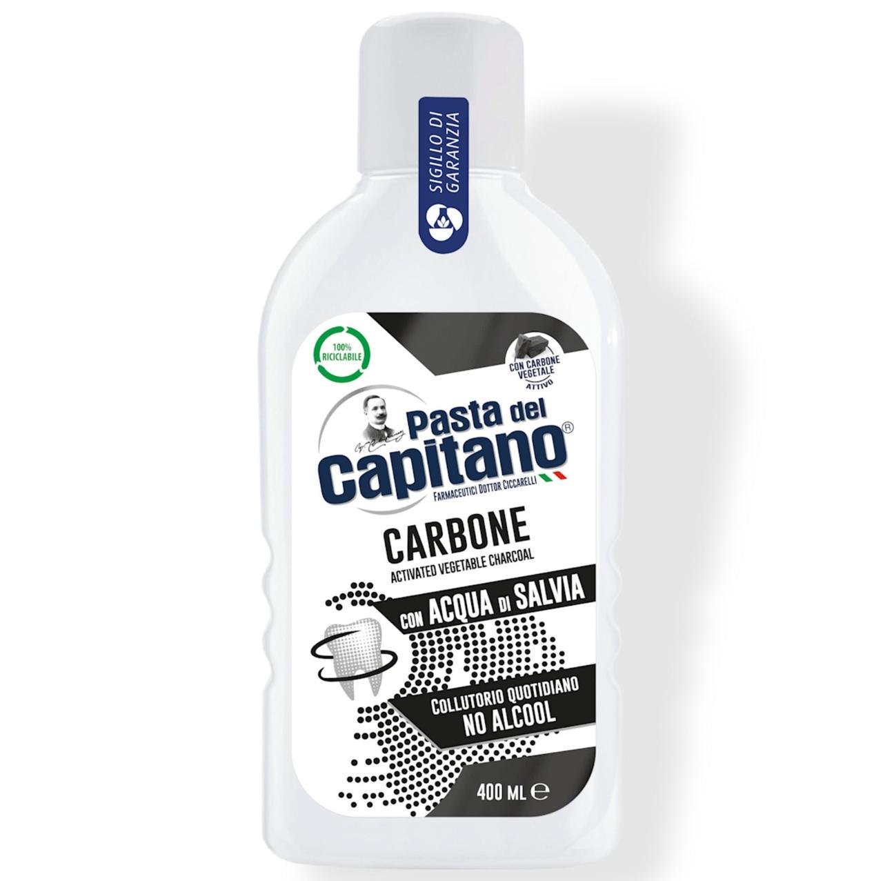 Ополаскиватель для ротовой полости Pasta Del Capitano Carbone с активированным углем 400 мл (PMWC400)