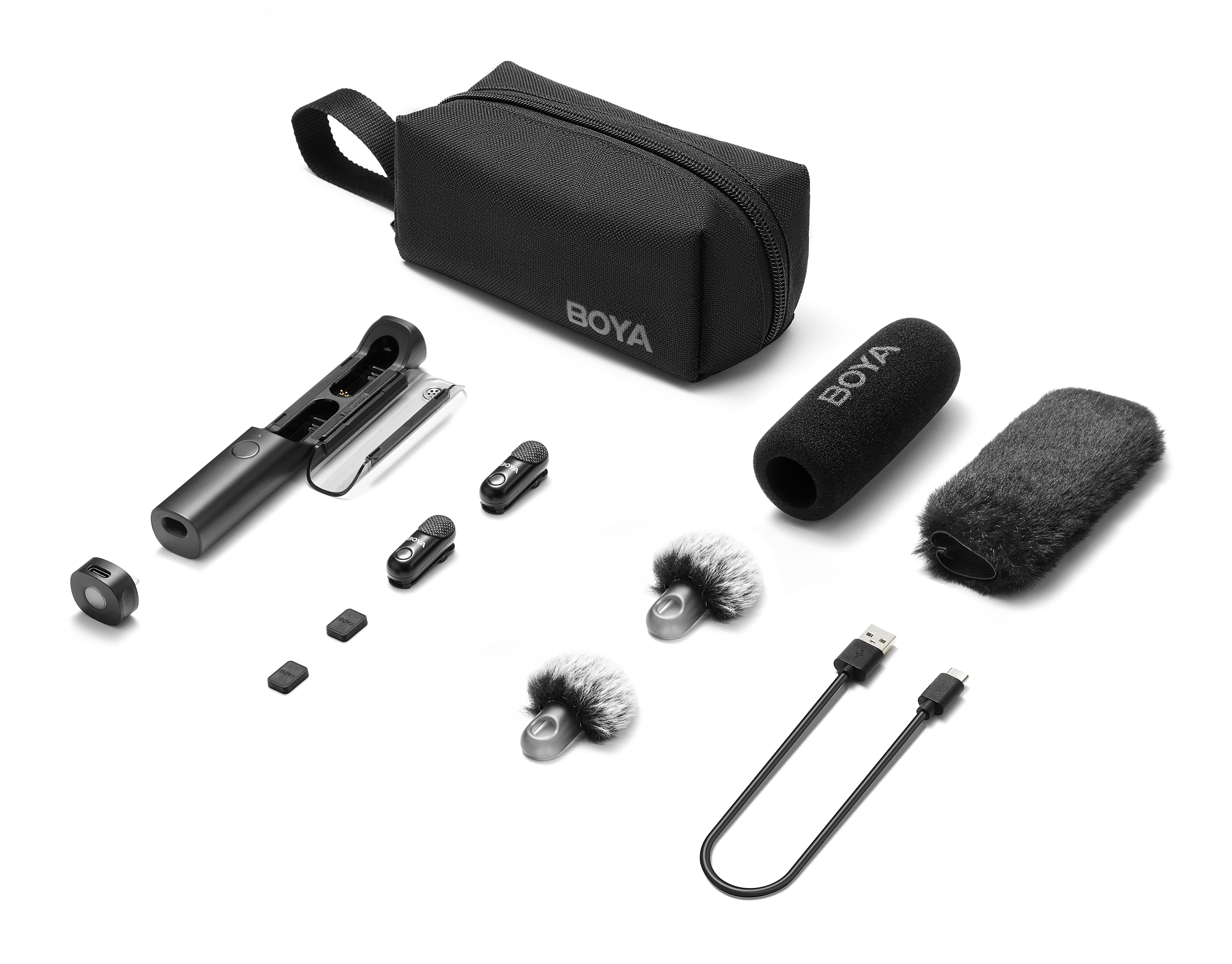 Микрофон-стик петличный для интервью Boya MAGIC-05 USB Type-C и петличная система на 2 микрофона с зарядным кейсом (50047) - фото 13