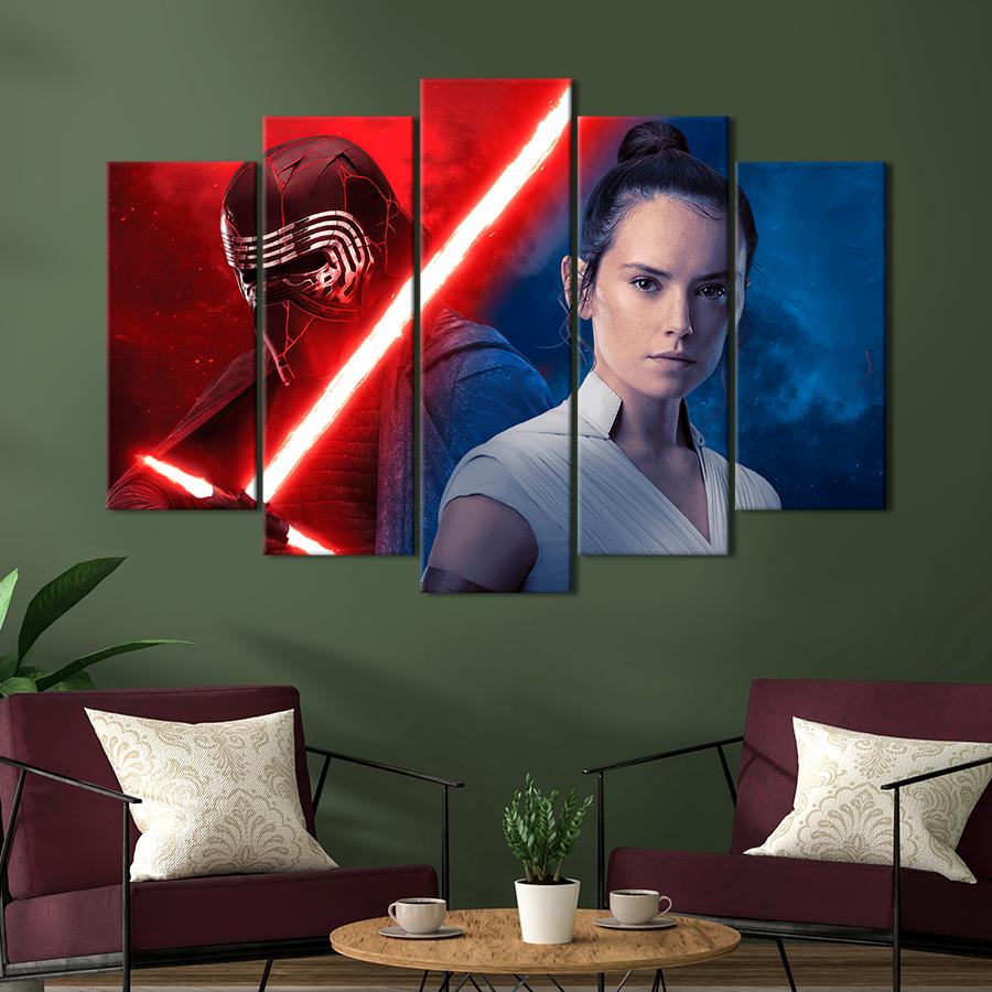 Настінний декор Герої саги Зоряні війни Рей і Кайло Рен - герої саги Зоряні війни 137x85 см (A14-5)