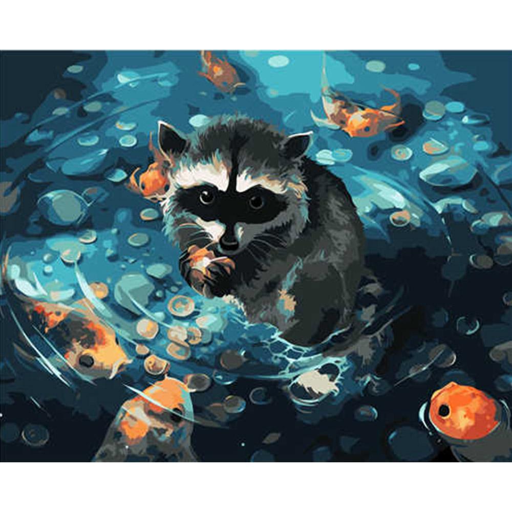 Картина по номерам Strateg Енотик 40x50 см (VA-2605)