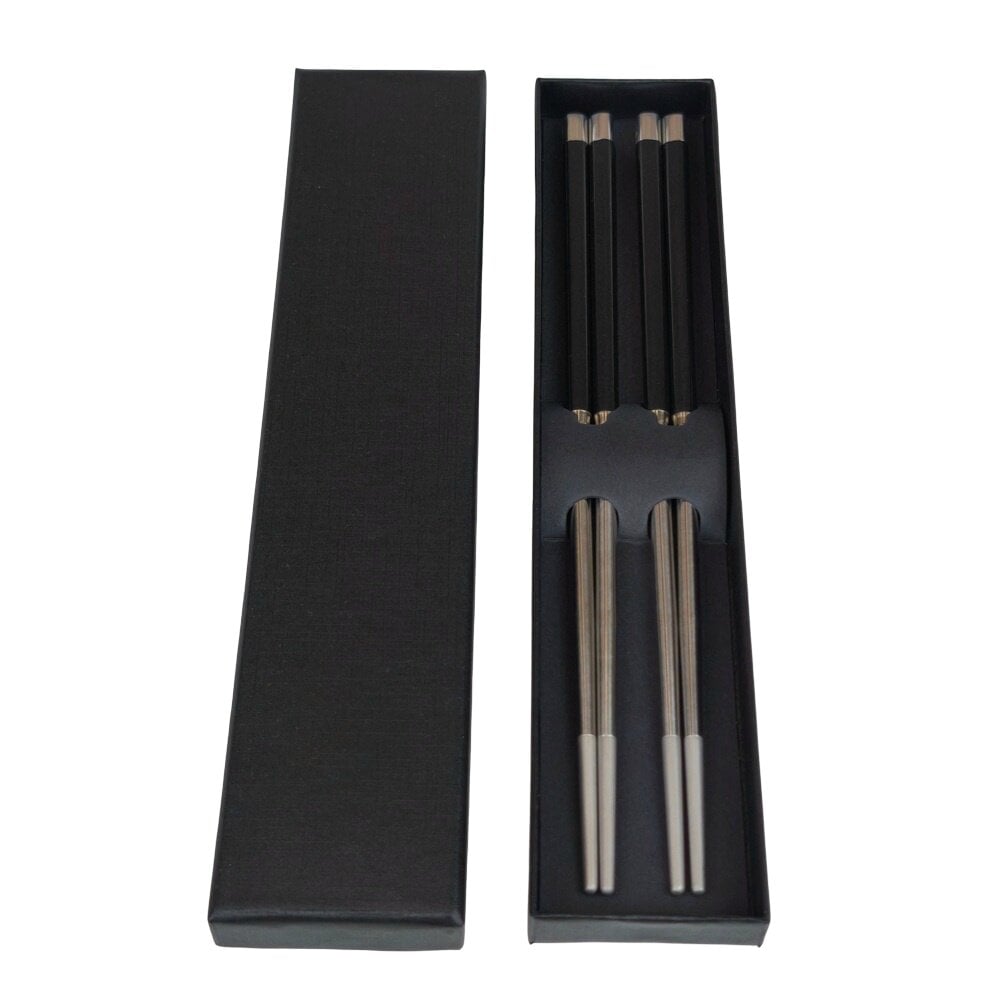 Палочки суши металлические 24,3 см 4 шт. в коробке Черный (R 9878-2пары-9476)