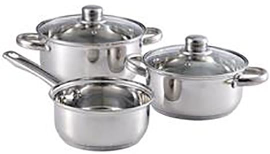 Набор Bergner San Ignacio Cassel 2 кастрюли и ковш из нержавеющей стали 1,6/2,3/3,3 л