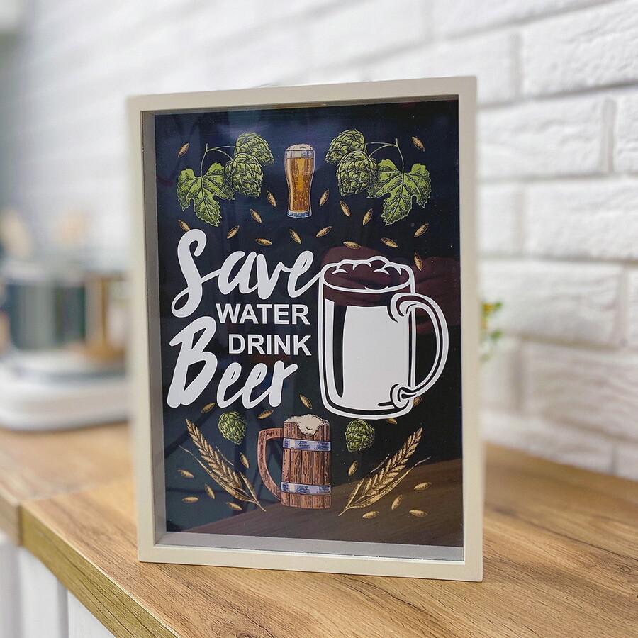 Скарбничка для кришок від пива Save water drink beer 30,5х21,5х4 см (sp7-197400123)
