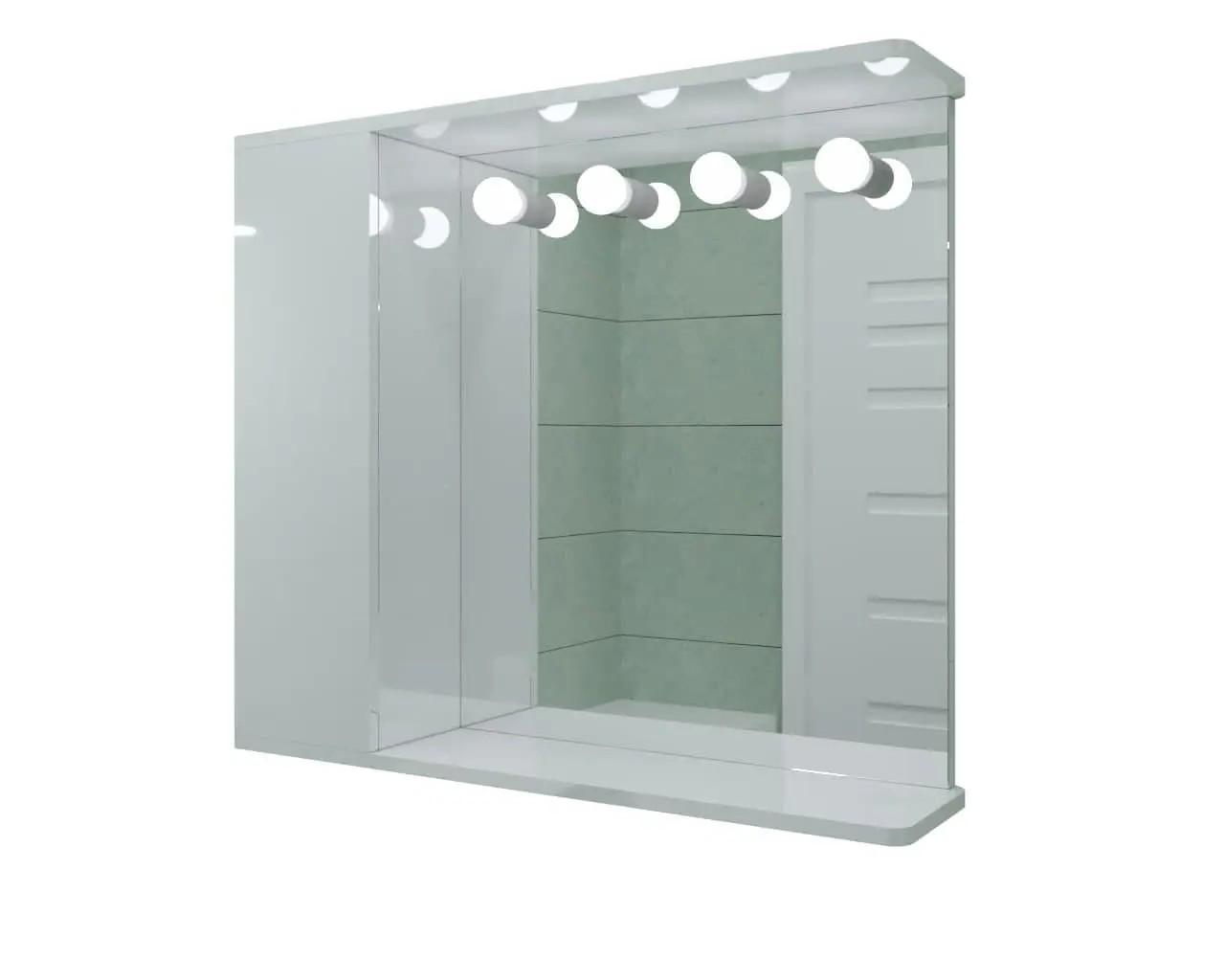Зеркальный шкаф ШК19 с патронами под лампы дверцы слева 800х700х160 мм