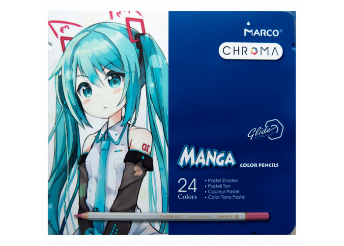 Набор цветных карандашей Marco Chroma Manga металлический пенал 24 цвета (8550-24TN)