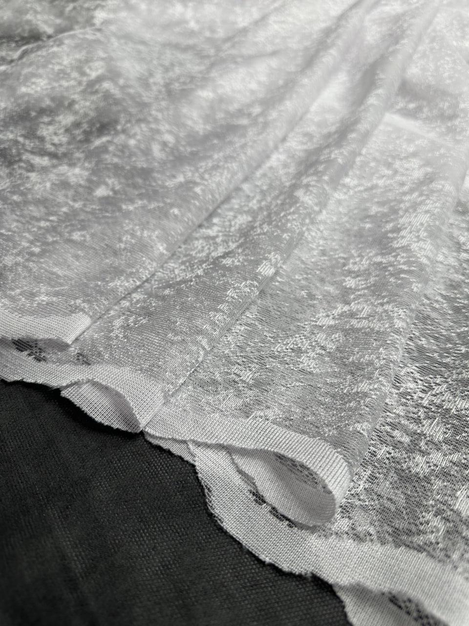 Тюль вуаль готовий Мармур на основі жакарду на тасьмі 6 см 400x250 см Білий (1147-Т46) - фото 4