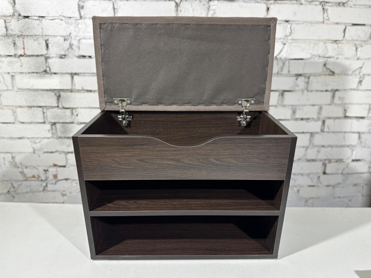 Тумба для обуви ДСП/ткань 30х80х45 см Венге темный/Капучино - фото 3 Тумба для обуви ДСП/ткань 30х80х45 см Венге темный/Капучино - фото 3