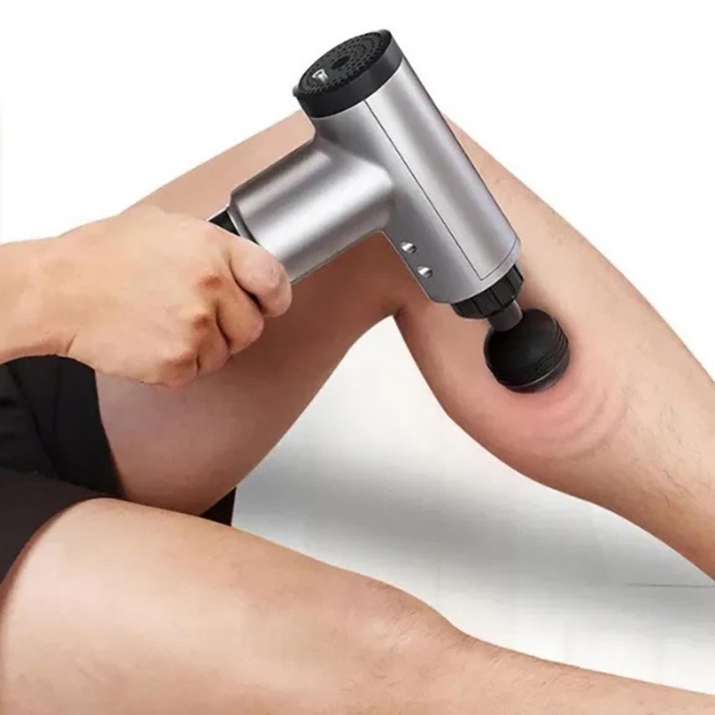 Масажер ручний акумуляторний Fascial Gun KH-320 ударний м'язовий 4 насадки Gray (tf6832) - фото 11