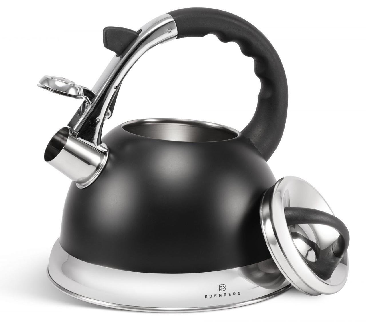 Чайник зі свистком для індукційної плити Edenberg EB-8851 з нержавіючої сталі 3 л Чорний (2530558916)