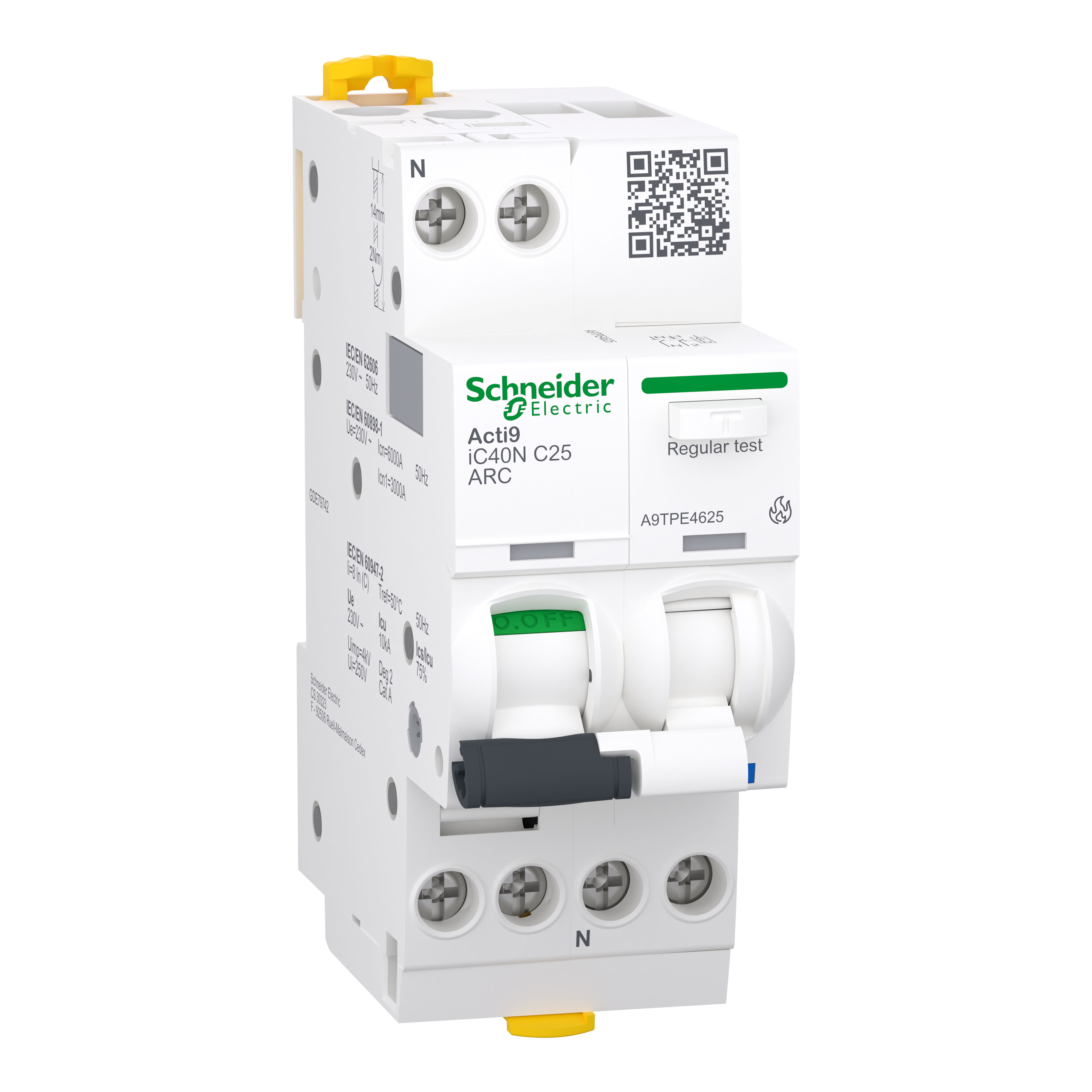 Устройство защиты от дугового пробоя Schneider Electric iC40N ARC 1P+N 25A 6кА C (A9TPE4625)