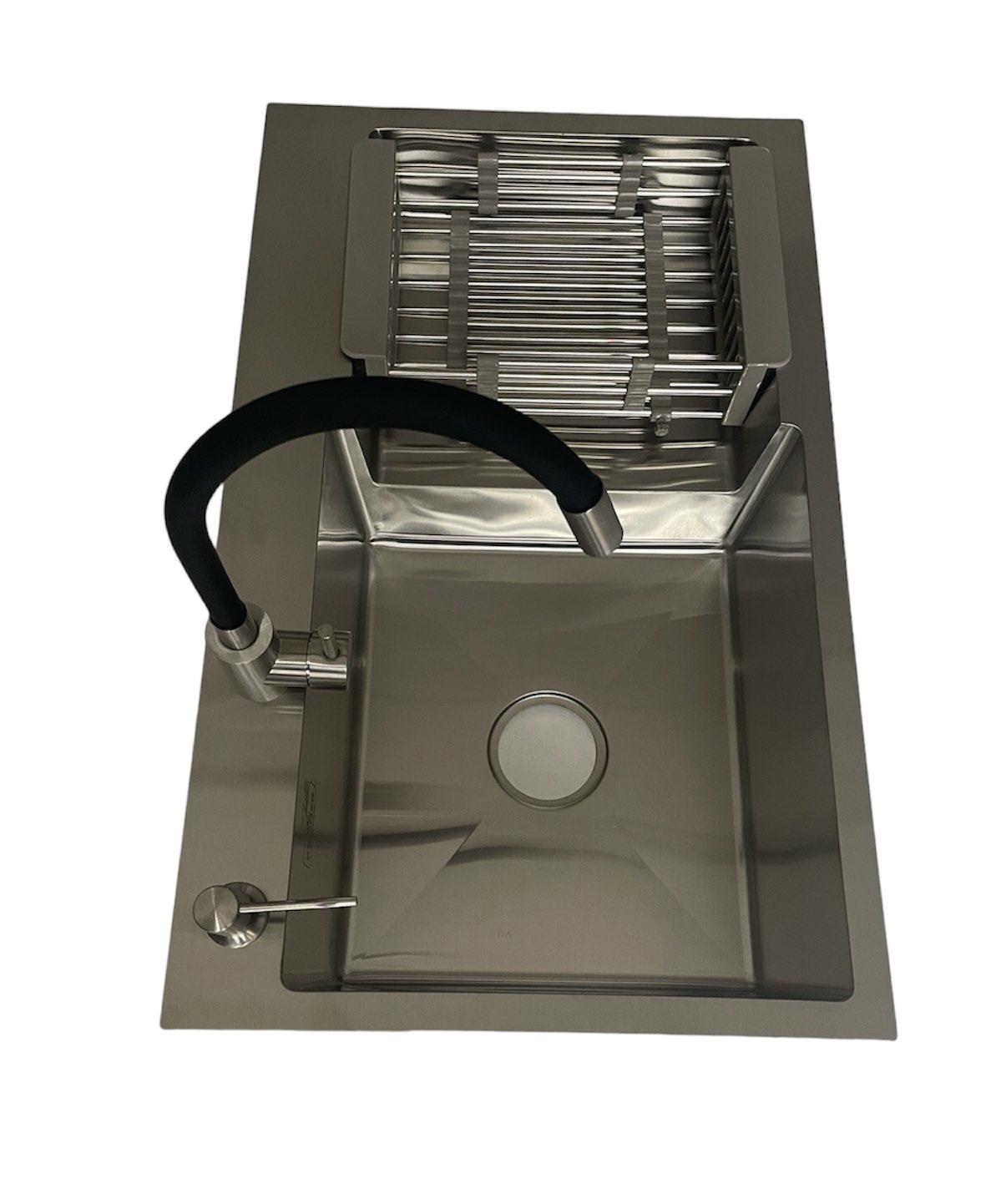 Мийка Kroner 7848LHM ліва та змішувач для кухні з гнучким виливом Kroner KRP-ESG035BLK